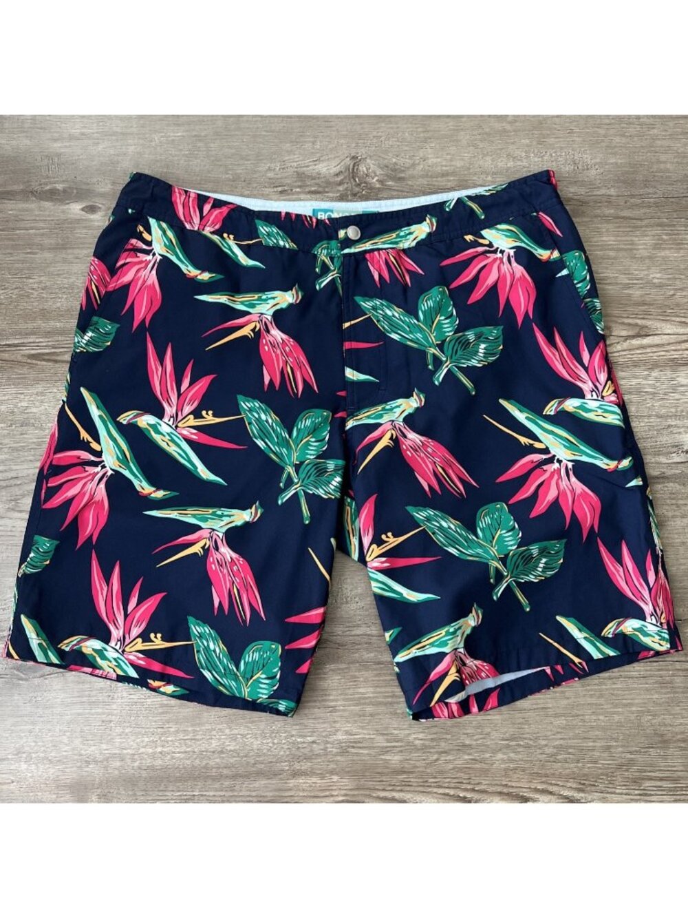Bonobos Mesh Lined Board Shorts Mens 34 Blue Floral 9 Inch Inseam‎